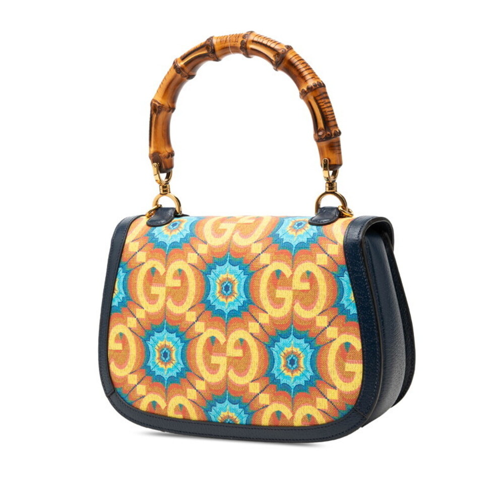 Gucci Bamboo 1947 100th Anniversary Handbag/Shoulder Bag 2-Way 678489 Navy Mu... - Picture 2 of 6